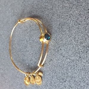Gold Alex and Ani Blue Birthstone Bangle